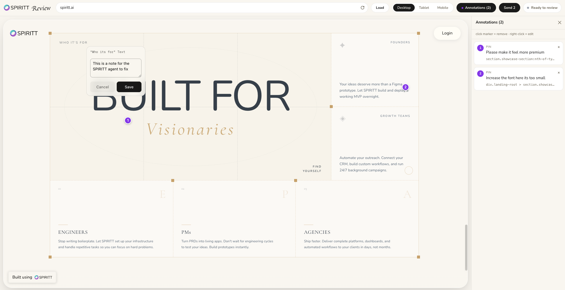 Visual Review Mode - Annotations