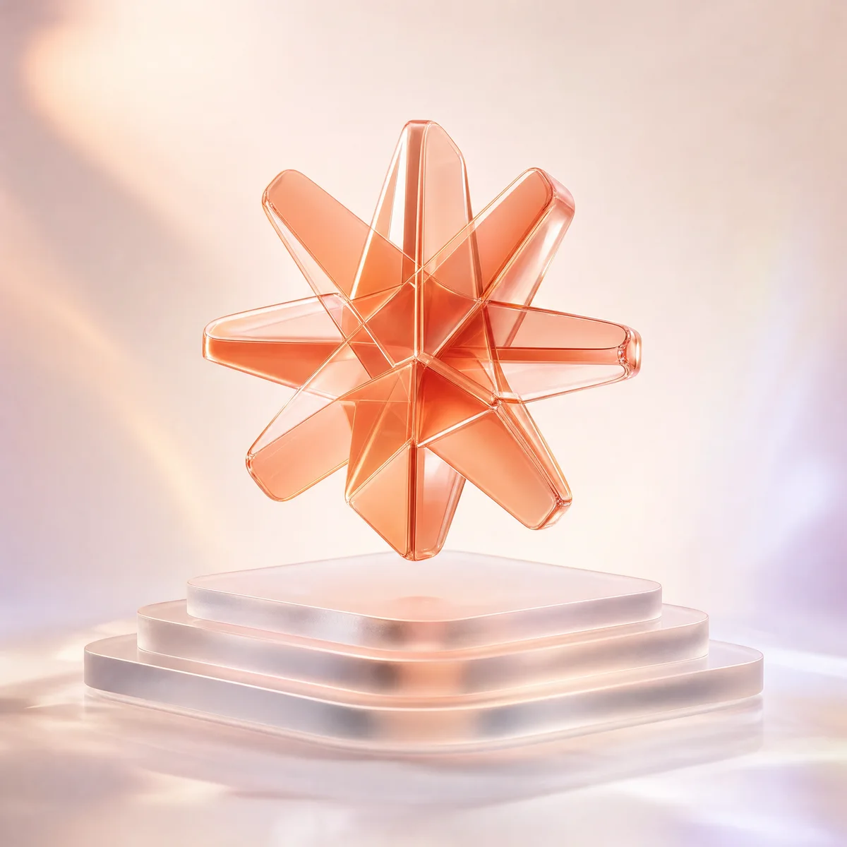 Warm coral glass starburst representing Claude Fable 5.1 in the model picker