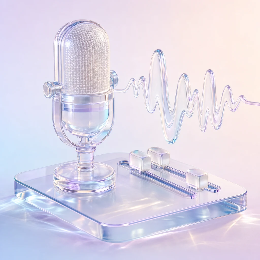 Glass microphone, audio waveform and direction controls