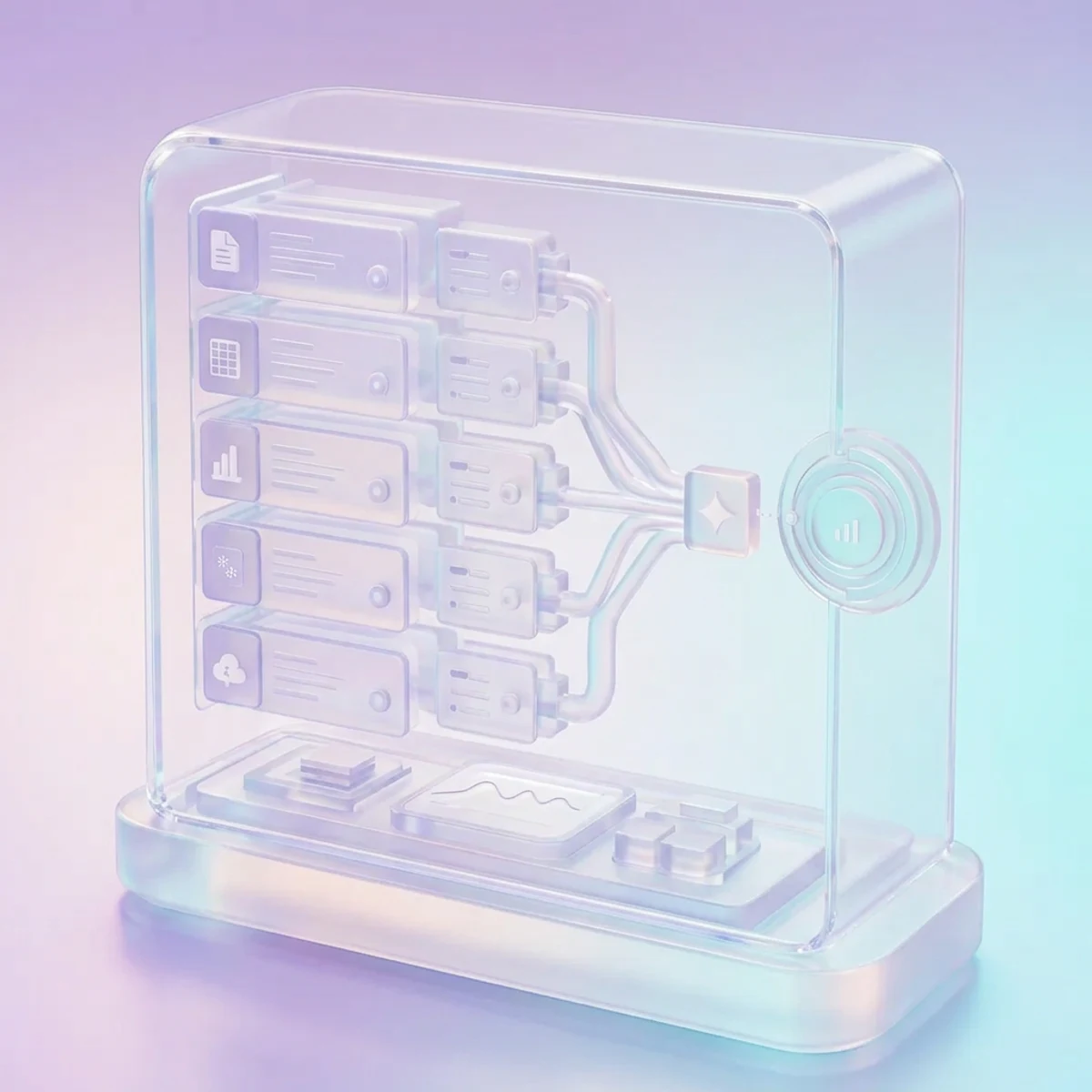 A bright isometric Jev decision workflow inside SPIRITT AI Gateway